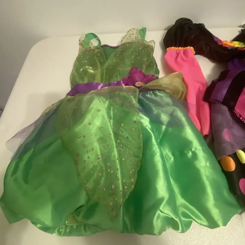 Halloween Costume Dress Rainbow Witchy Hat Tinker Bell Fairy Lot Of 2 Girls 3-4T